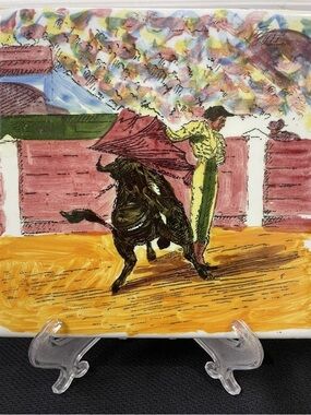 Vintage Tile
La Giralda Onda Spain 
Ceramic Art Tile 
Matador Bullfighting